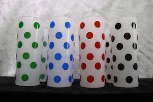 8 Lots of Dots Frosted Glass Tumblers Tom Collins Zombies Green Blue Black Red - Picture 1 of 4