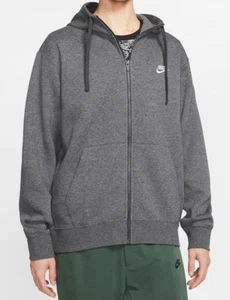NWT Nike Men's Big & Tall Sportswear Logo Zip Up Hoodie Sweatshirt GRAY 2XLT - Picture 1 of 3