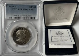 1999 P Susan B Anthony Dollar, PCGS PR69DCAM Plus Box & COA - Picture 1 of 1