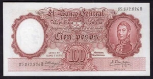 Argentina, Banco Central, 100 pesos, (años 60). 85.872.826B, AU - Imagen 1 de 2