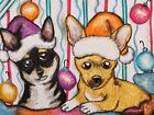 CHIHUAHUA collection 8x10 Dog Art imprimé boho couleurs de Noël artiste KSams