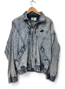 Vintage NIKE CHALLENGE COURT Denim Jacket Men's Small Acid Wash Grey Tennis - Picture 1 of 8