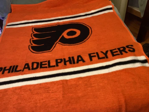 Vintage PA Philadelphia Flyers Plush Throw Blanket Bedding Biederlack NHL Hockey Cover