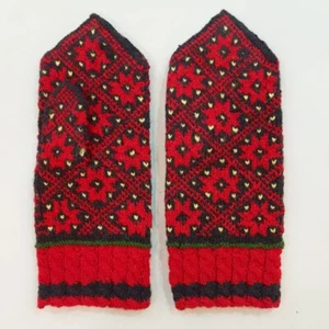 Latvian traditional mittens for women folk gloves handmade wool Tines Latgale - Picture 1 of 2