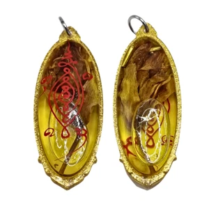 Golden Flower Oil Charm Talisman Power Wealth Amulet Magic Pendant Lucky Money - Picture 1 of 21