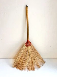 Antique 19thC Straw Duster Brush Rustic Handmade Wood Handle Farmhouse Prop - Picture 1 of 10