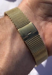 JB CHAMPION Mesh New Watchband NASA Gold Filled 6-7” Expandable 17mm Curved NOS - Picture 1 of 6
