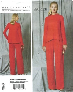 Vogue V1525 REBECCA VALLANCE Diagonal Seam Top & Pleated Pants Sz 6-14 UNCUT - Picture 1 of 4