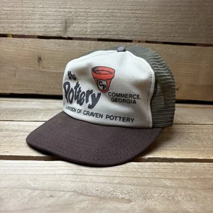 Vintage The Pottery Craven Commerce GA braun Snapback Trucker Mütze Kappe USA - Bild 1 von 8