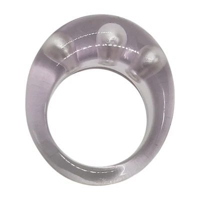 Anillo Cúpula Resina Lucite Talla 7.75 Transparente con Burbujas de Perla Imitada Y2K Retro Foto 1 de 4