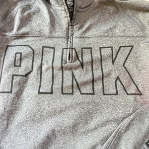 Victoria's Secret PINK/gray Long sleeve 1/4 Zipper Top size Med - Picture 1 of 4