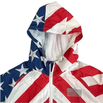 Chaqueta Bandera CARBONO con Capucha Para Hombre Grande Ligera EE. UU. Rompevientos Patriótico  Foto 1 de 4