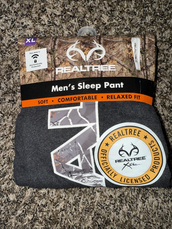 Pantalón para dormir XL Realtree gris carbón calce relajado cintura elástica cordón para hombre Foto 1 de 1