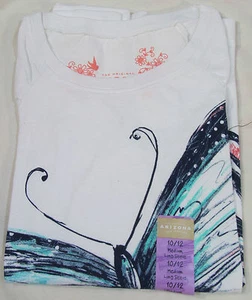 Arizona Jean Co. White Butterfly, Long Sleeve Tee, New with Tags - Picture 1 of 8