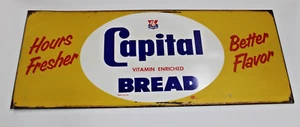 Vintage Rare Piece Capital Bread Vitamin Enriched Advertising Sign 9.5"x23.5" - Picture 1 of 2