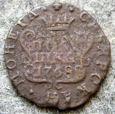 RUSSIA SIBERIA EKATERINA II 1768 KM POLUSHKA - 1/4 KOPEK, COPPER - Image 1 of 4