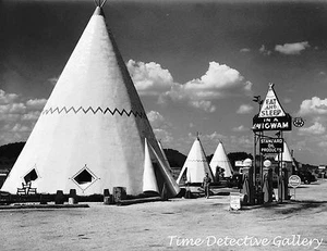 Wigwam Village, Standard Oil Gas Pumps, Cave City, KY -1940-Vintage Photo Print - Picture 1 of 1