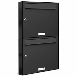 2er Premium Briefkasten RAL Farbe 7016 für Außen Wand Postkasten S - Bild 1 von 4