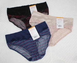 Nuevo conjunto/3 bragas WARNER'S sin muffin top HIPSTER RAYAS AZULES NEGRO estampado S/5 - Imagen 1 de 5