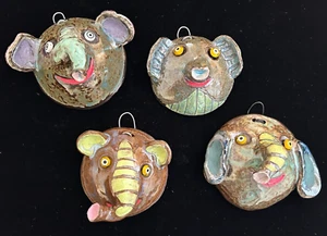 Choice of One Ceramic Elephant Head Wall Hanging Mask Sculpture - 3-4" diameter - Picture 1 of 7