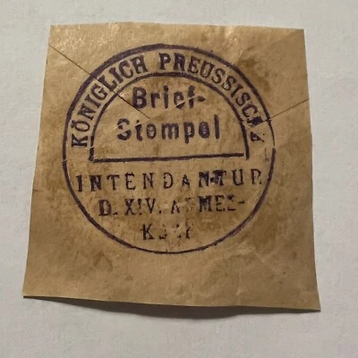 SELLO DE PRUSIA REAL PÚRPURA CANCELAR EN PAPEL, RARO INTERESANTE MATASELLOS Foto 1 de 3