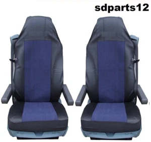 2x Coprisedili Blu & Nero Fodere Fatti Su Misura Per Daf Xf95 Xf105 Lf Cf Xf 105 - Imagen 1 de 1