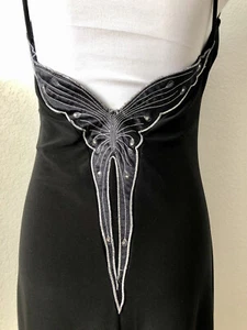 80s Frederick's of Hollywood Dress Little Black Slip Oozes Sex Appeal Butterfly! - Bild 1 von 12