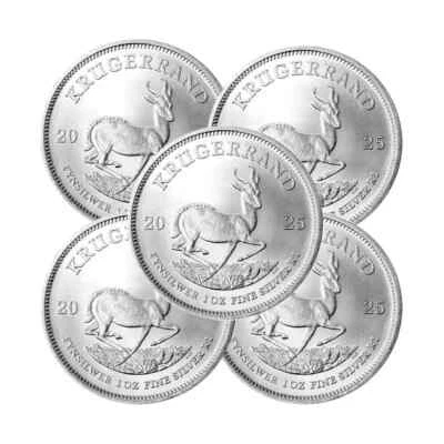 2025 1 oz South African Silver Krugerrand Coin BU (Lot of 5) - Image 1 of 4