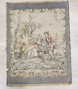 Vintage französischer Wandteppich Wandbehang unvollendet 13" x 17" *siehe Fotos* - Bild 1 von 8