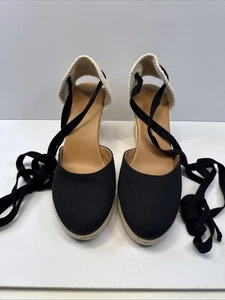 J.Crew Damengröße 9 Canvas Knöchelriemen Espadrille Keilabsatz gehäkelt Pump - Bild 1 von 7