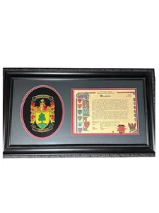Woodside Ireland Family Crest Plaque HRC Framed Name History 28x16 Embroidered - Picture 1 of 18