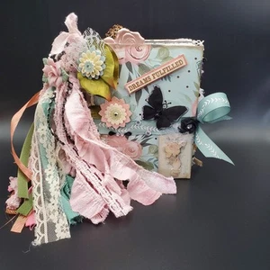 Junk Journal Hand Made Small Chunky Decorated Junk Journal Floral W/ Tassel - Imagen 1 de 23