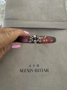 100% Authentic ALEXIS BITTAR Deep Cranberry Lucite Crystal Tapered Bracelet - Picture 1 of 14