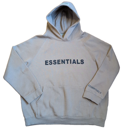 Felpa con cappuccio Fear Of God Essentials uomo extra large pile marrone oversize larga FoG