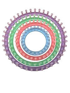 Round Knitting Loom Set - 4 Sizes - Multicolor Plastic Craft Tools Knit Crochet - Picture 1 of 3