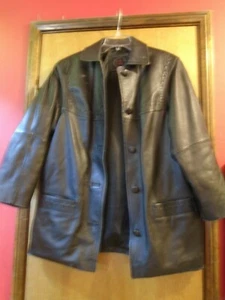  HERMAN SACKS BLACK LEATHER COAT - Picture 1 of 6
