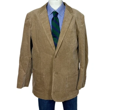 Terriotory Ahead Sport Coat Jacket Corduroy Cotton Beige 2 Button Men's 44R Nice - Image 1 of 4