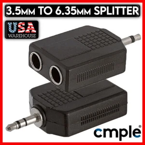 3.5mm to 2x6.35mm Converter 1/4" Audio Headphone Adapter Mono/Stereo Y Splitter - Picture 1 of 9