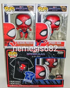 Spider-Man Funko Pop! 1159, 1160 & 1160 Diamond Edition Pop & XL T-Shirt Set - Picture 1 of 3
