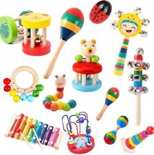 Baby Rattle Toys Wooden Rattle Sand Hamer Musical Toys Montessori Early Learning