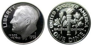 1992 S GEM BU PROOF ROOSEVELT DIME 10 CENT BRILLIANT UNCIRCULATED PF COIN #4505 - Bild 1 von 1