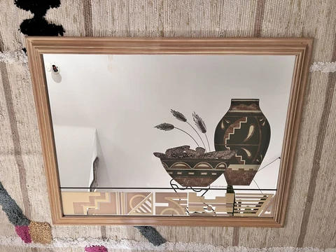 Vintage 80s pastel Southwestern printed XL mirror Richard E Sandoval Cover