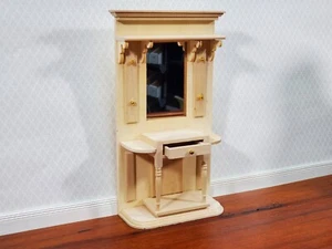 Dollhouse Hall Stand Table with Mirror Unpainted Wood DIY 1:12 Scale Furniture - Picture 1 of 6