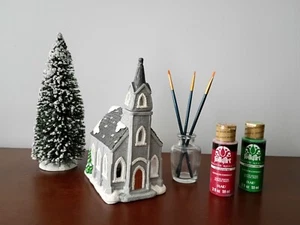 California Creations IGLESIA DE LADRILLO # R20027 pueblo de Navidad de cerámica pintada - Imagen 1 de 9