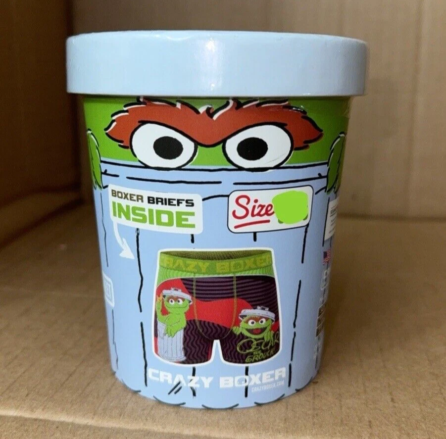 CRAZY BOXER Sesame Street Cueca Boxer Masculina Oscar The Grouch TAMANHO grande NOVA - Imagem 1 de 1