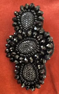 Black Beaded Rhinestone Metal Hair Clip - Picture 1 of 6