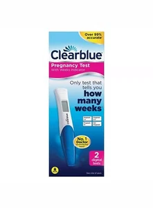 2 Clearblue Digital Pregnancy Test Including Conception Weeks Indicator Kit Pack - Picture 1 of 1