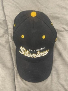 VTG Pittsburgh Steelers Hat Reebok Strap Back Cap Script Spell Out Wool Blend - Picture 1 of 5