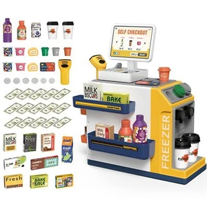Toy Cash Register Coffee Machine Toys 2 in 1 Play Food for Kids Pretend Play ... - Picture 1 of 5