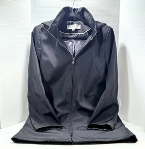 Anne Klein Womens Rain Coat SMALL Black Removable Hood Lined Full Zip Pockets - Picture 1 of 13